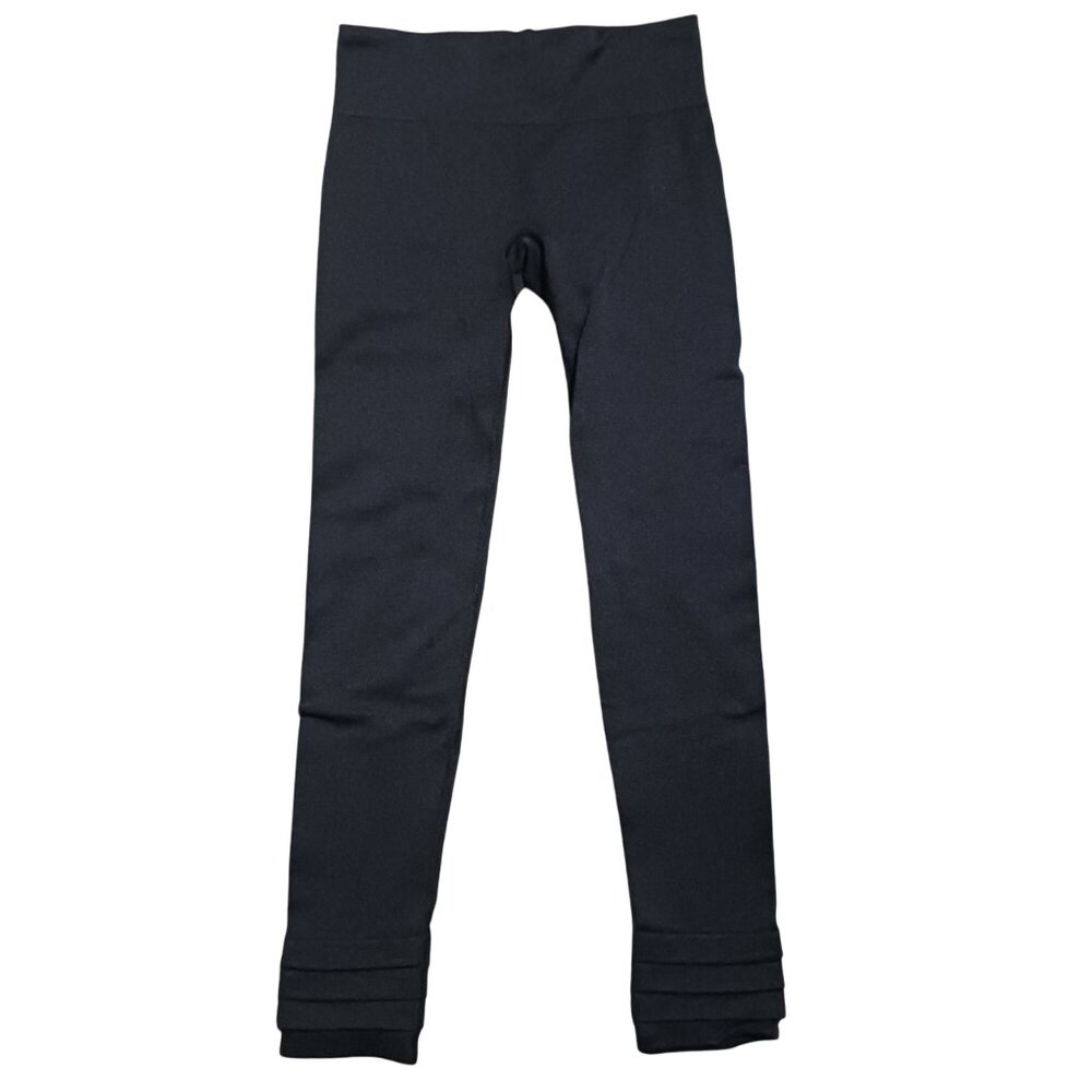 Athleta Women's Black Nylon Spandex Leggings Ruffled Ankle Detail‎ Size S